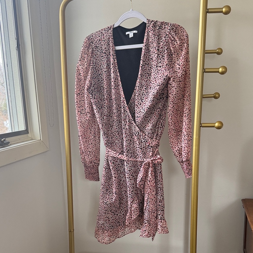 Bar III Pink Patterned Long Sleeve Dress